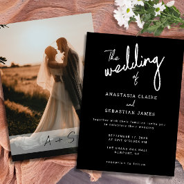 Convites Casamento com Foto em Preto e Branco com Letra Min