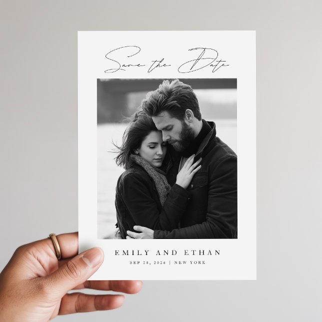 Convites Casamento com Foto em QR Code Preto e Branco Moder (Criador carregado)