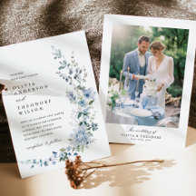 Casamento com Foto Floral de Flor Silvestre Azul E