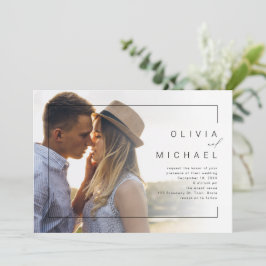 Convites Casamento com foto minimalista moderno e chique