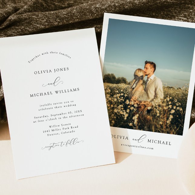 Convites Casamento com Foto Minimalista Preto e Branco (Criador carregado)