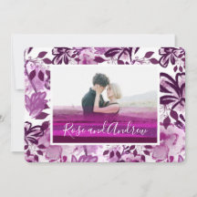 Casamento com Foto Personalizada com Padrão Floral