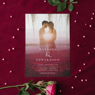 Convites Casamento com Foto por Abstrato do Chic Elegant Wa