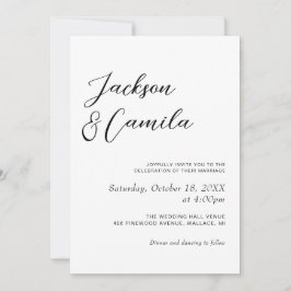 Convites Casamento com Foto Preto e Branco em Caligrafia