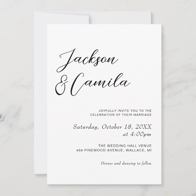Convites Casamento com Foto Preto e Branco em Caligrafia (Frente)