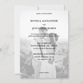 Convites Casamento com Foto Preto e Branco Moderno
