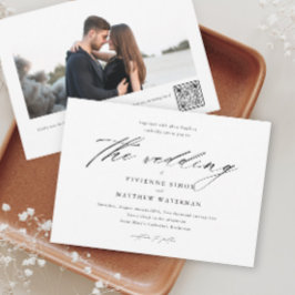 Convites Casamento com Foto Preto e Branco Simples Moderno