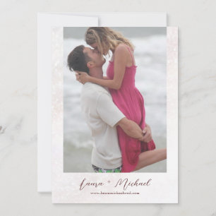 Convites Casamento com Foto Romântica Blush Pink Cherry Blo