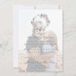 Convites Casamento com Foto Romântica De Monograma De Terra