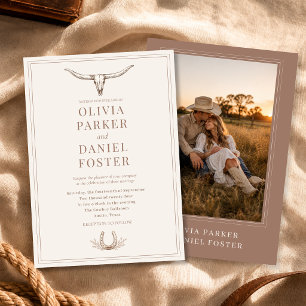 Convites Casamento com Foto Rústica Country Ocidental