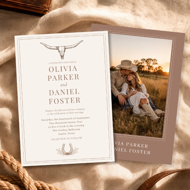 Convites Casamento com Foto Rústica Country Ocidental (Criador carregado)
