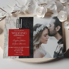 Convites Casamento com Foto Vermelha Preta e Branca