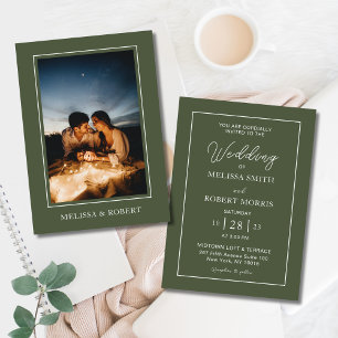 Convites Casamento com Fotografia da Caligrafia Verde-Azul