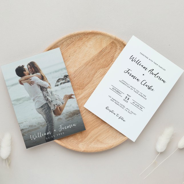 Convites Casamento com Fotografia de Cheio de Script Modern (Criador carregado)