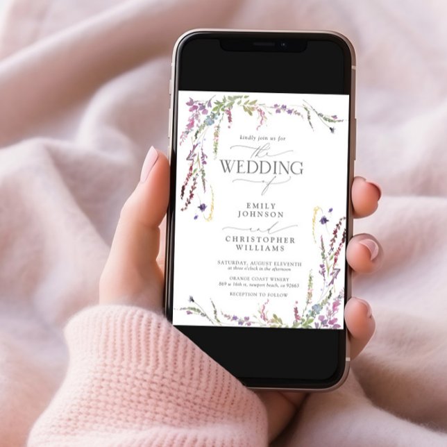 Convites Casamento com Fotografia de Flor Selvagem Roxo (Criador carregado)