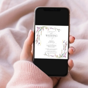 Convites Casamento com Fotografia de Flor Selvagem Roxo