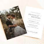 Convites Casamento com Fotografia de Script Rustico Chic<br><div class="desc">Este Convite Fotográfico para Casamento de Script Russo Chic,  com um fundo florestal com uma atmosfera serena e romântica enfatizada pela paleta colorida mutada e pelo roteiro elegante.</div>