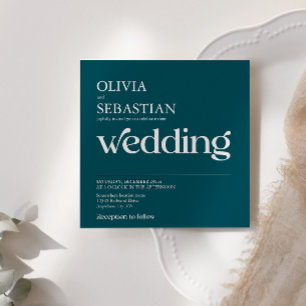 Convites Casamento com Fotografia na Praça do Teal Moderno
