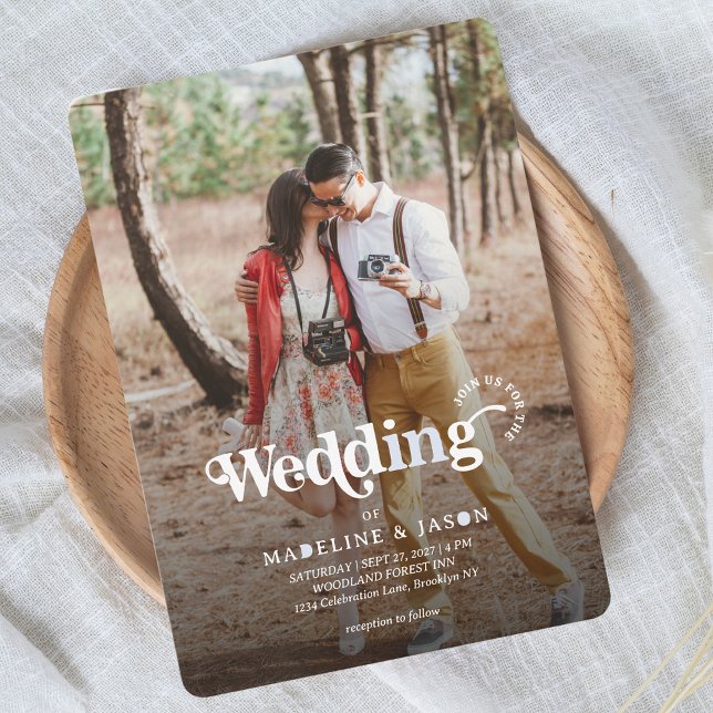 Convites Casamento com Fotografias Modernas Minimalistas (Criador carregado)