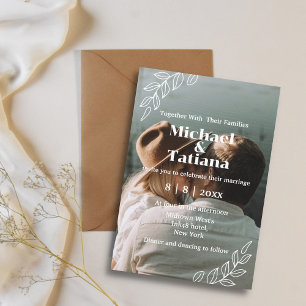 Convites casamento com fotos de boho botânico elegante e mo