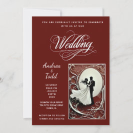 Convites Casamento com fotos de burgundy Vintage da dança d