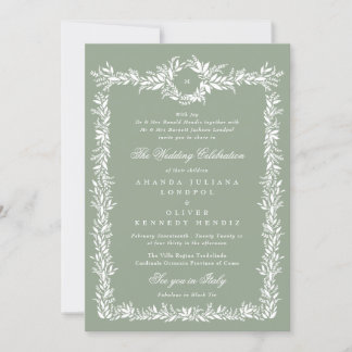 Convites casamento com fotos de monograma com imagens verde