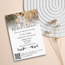 Convites casamento com fotos do elegante minimalista qr cod