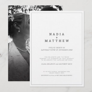 Convites Casamento com fotos verticais de texto branco de c