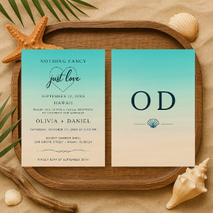Convites Casamento com Fuga para Praia Tropical Recepção Mo