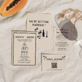 Convites Casamento com fundos antigos da Torre de Champanhe