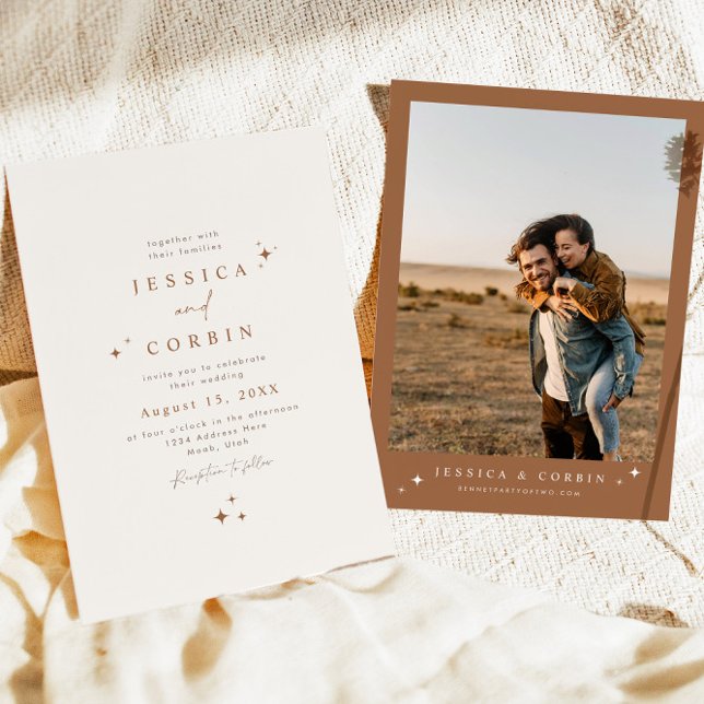 Convites Casamento com Gala Boho Terracotta Celestial (Criador carregado)