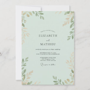 Convites Casamento com Galhos de Eucalipto em Dourado e Esp