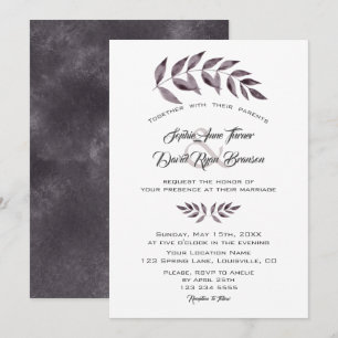 Convites Casamento com Galhos de Tinta em Aquarela Minimali