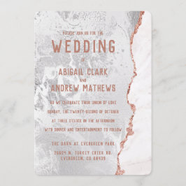 Convites Casamento com Gilt Marble, Gato Dourado Branco e R