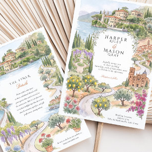 Convites Casamento com glicine na Villa del Balbianello no
