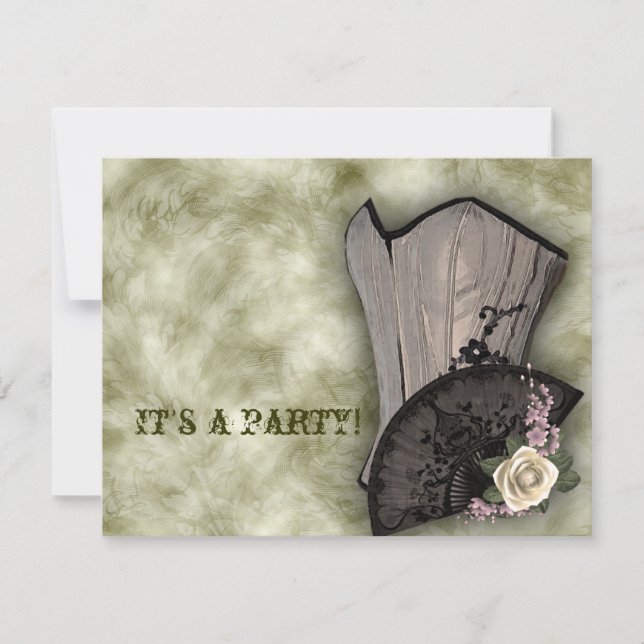 Convites Casamento com Gótico Steampunk Corset e Ventilador (Frente)