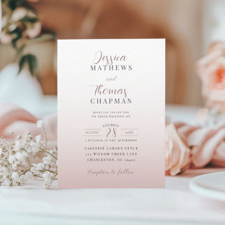 Convites Casamento com Gradiente de Rosa Dourado Elegante