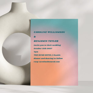 Convites Casamento com Gradiente Laranja Cor-de-Rosa-Cor-de