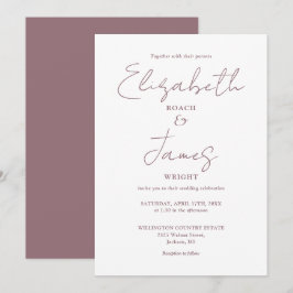 Convites Casamento com Grafia Elegante Minimalista Rosa