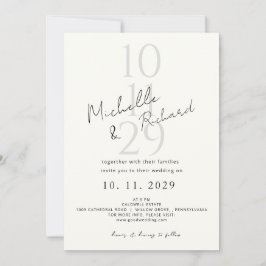 Convites Casamento com Grafia Negrito Marfim Minimalista El