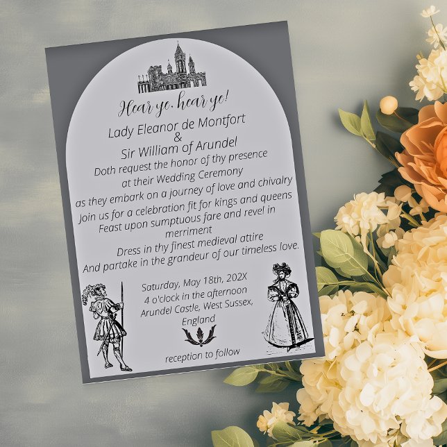 Convites Casamento com Gravura Arqueada Renascença Medieval (Medieval Renaissance Arched Engraving Wedding Invitations)
