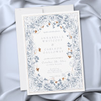 Casamento com Gravura Azul e Dourada em Moldura de