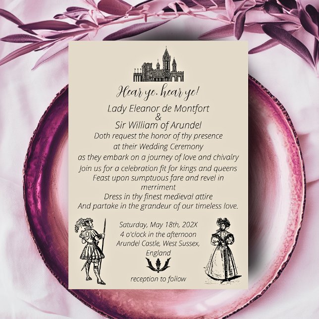 Convites Casamento com Gravura Renascentista Medieval (Medieval Renaissance Engraving Wedding Invitation)