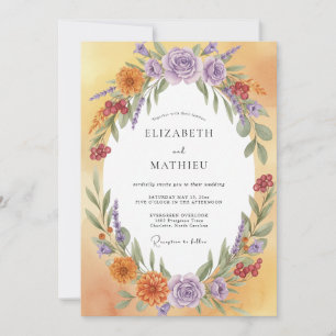 Convites Casamento com Grinalda de Âmbar Lavanda
