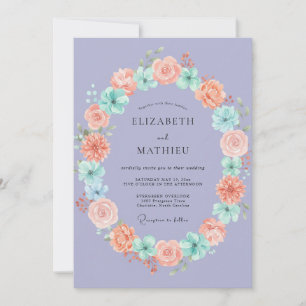 Convites Casamento com Grinalda de Coral e Periwinkle
