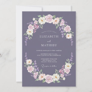 Convites Casamento com Grinalda de Flor de Malva