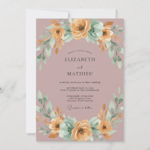 Convites Casamento com Grinalda Floral Malva
