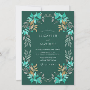 Convites Casamento com Grinalda Verde Esmeralda