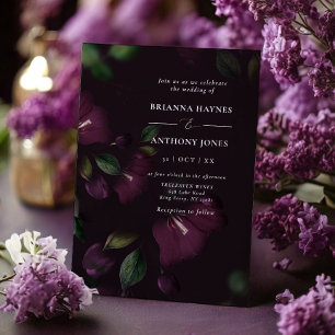Convites Casamento com Grunge de Sangue Roxo Moody