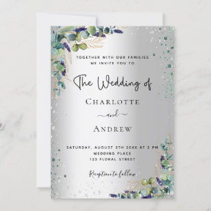 Convites Casamento com guião verde Silver Eucalyptus